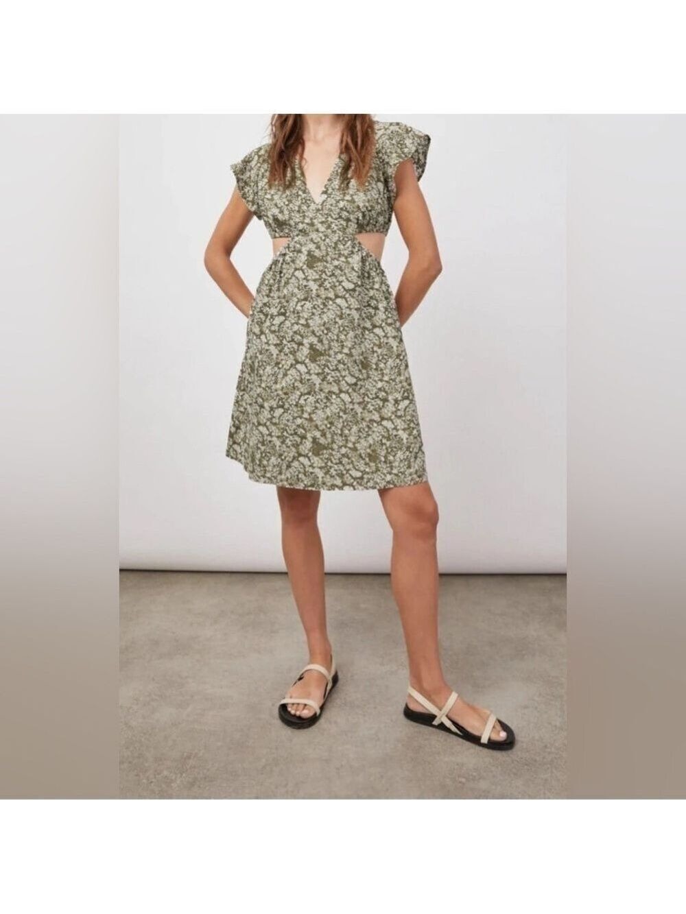 Rails Nyla Mini Cutout Dress in Olive Vine Size Large
